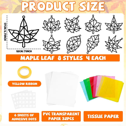 QOUBAI 32 Sets Stars Suncatchers Craft Back to School DIY Stained Glass Window Patriotic 4th of July Paper Craft Home School Classroom Decor Kid Birthday Gift Creative Art Activity Game - Colors B