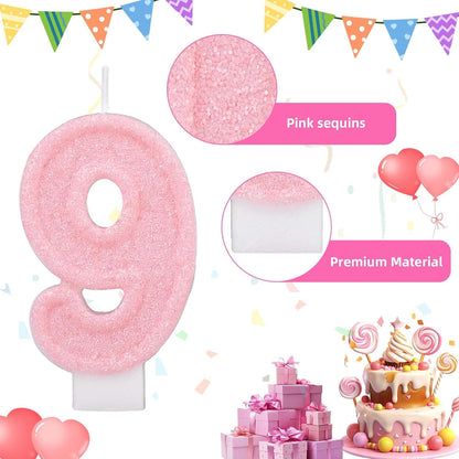 Pink Number One Birthday Candles, Romantic Cake Glitter Pink Number 1st Candles Anniversary Cake First Topper Decoration Cute Birthday Party Supplies for Wedding Anniversary Celebration Supplies (1)