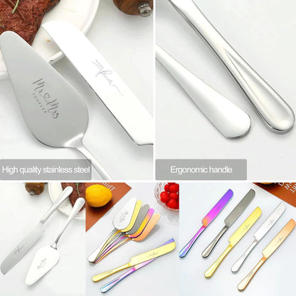 4 Pieces Wedding Cake Knife and Server Set, Stainless Steel Mr and Mrs Cake Cutter and Forks for Wedding, Birthday, Bridal Shower Gifts for Couples (Rose Gold)