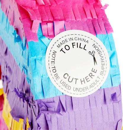 BLUE PANDA Rainbow Number 6 Pinata - Sturdy Corrugated Build & Easy Hang for Fiesta Party - Candy Filled 6th Birthday Party Surprise - Vibrant Tie-Dye Items for Kids - Small (16.5x11x3 In), Blue/White