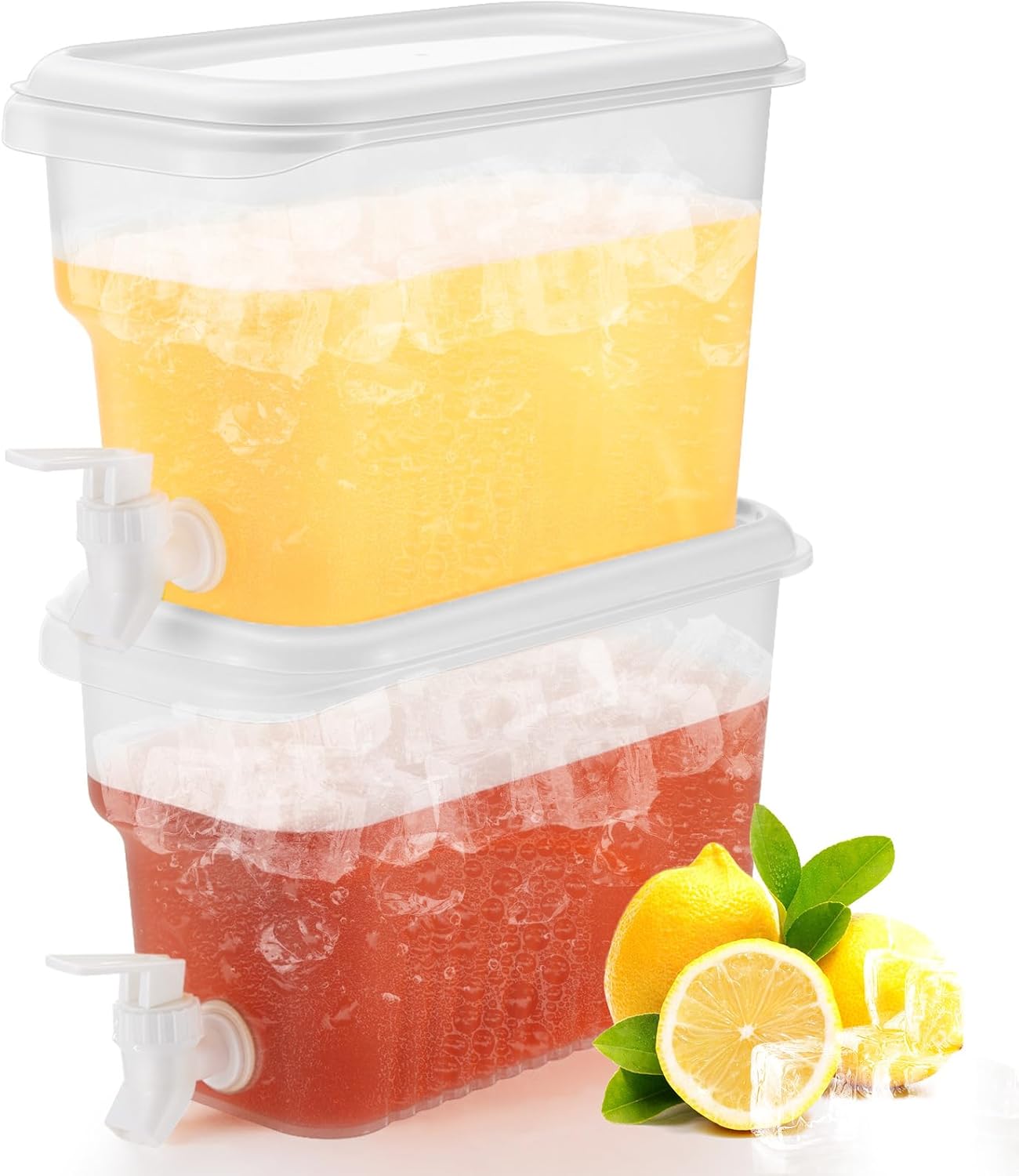 Hoolerry 4 Pack 0.8 Gallon Drink Dispenser for Fridge with Spigot Plastic Beverage Dispenser for Juice Lemonade Iced Tea Water Refrigerator Drink Container for Parties