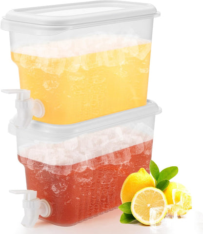 Hoolerry 4 Pack 0.8 Gallon Drink Dispenser for Fridge with Spigot Plastic Beverage Dispenser for Juice Lemonade Iced Tea Water Refrigerator Drink Container for Parties