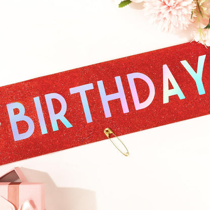 It's My Birthday Sash Black Glitter Sash with Hot Pink Foil Happy Birthday Decorations for Women Girls Men Boys Black Party Decorations