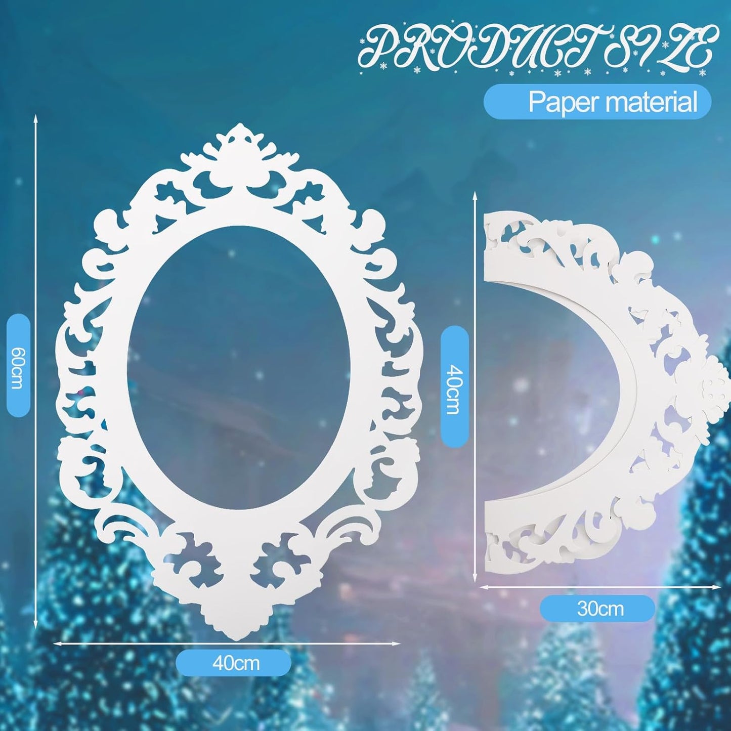 Aurelema Princess Mirror Photo Booth Props 15 x 23 Inches Princess Party Decorations Mirror Photo Props for Fairytale Birthday Baby Shower Party Supplies Photography Backdrop