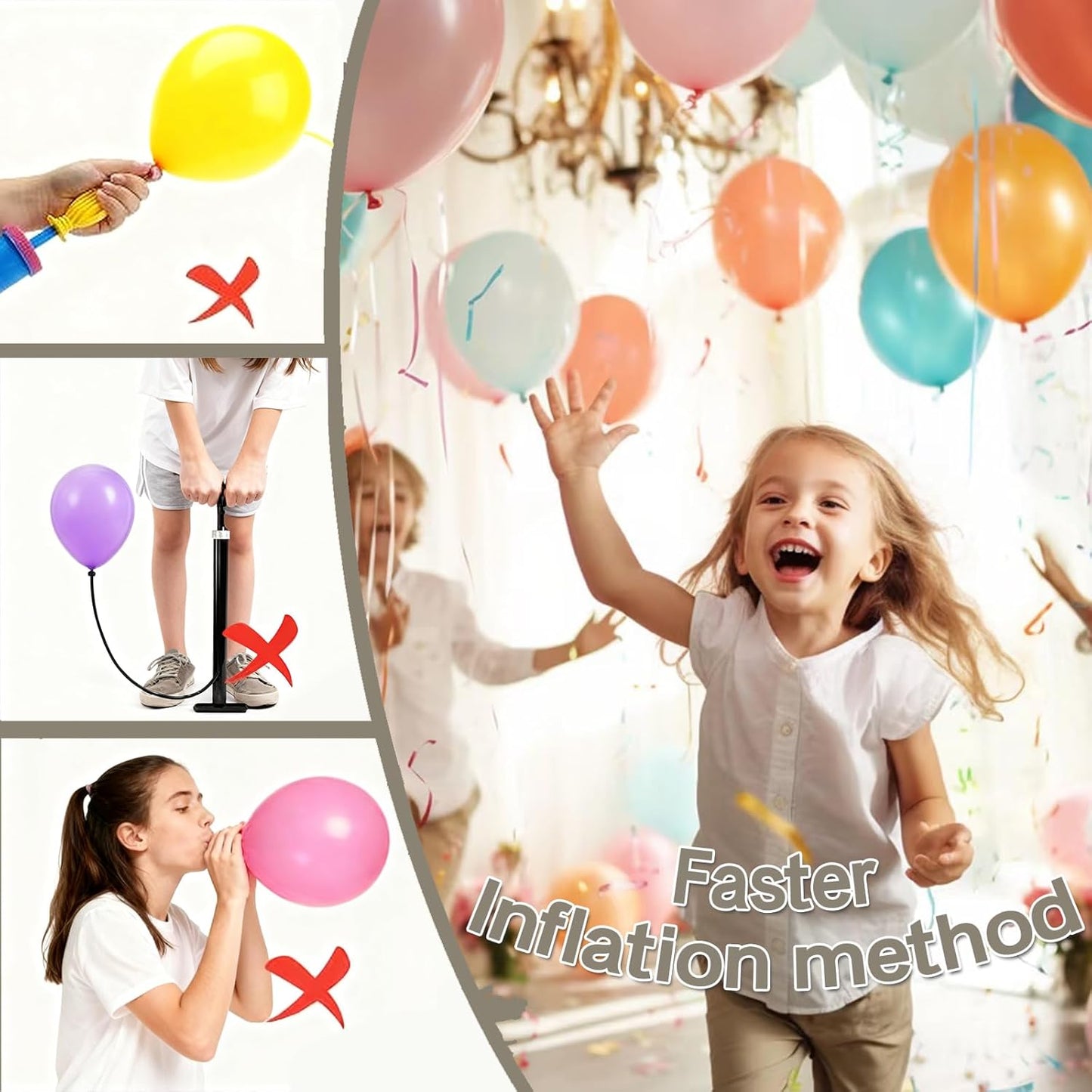 4-in-1 Electric Balloon Pump for All Balloons, Inflatables, and Sports Balls, Portable High Power Triple Inflating Ports for Latex Foil 260q Mylar Balloon