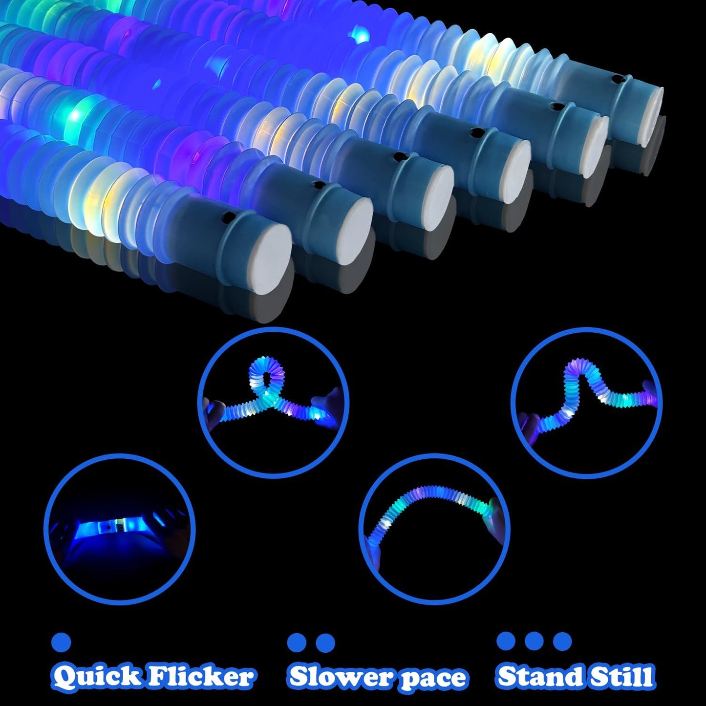 Orange Glow Sticks Party Favors Supplies for Kids 24 PCS,4th of July LED Light up Pop Tubes for Toddlers,Neon Necklaces Bracelets Accessories,Birthday Dance Party 250th Anniversary Camping Toys Gifts