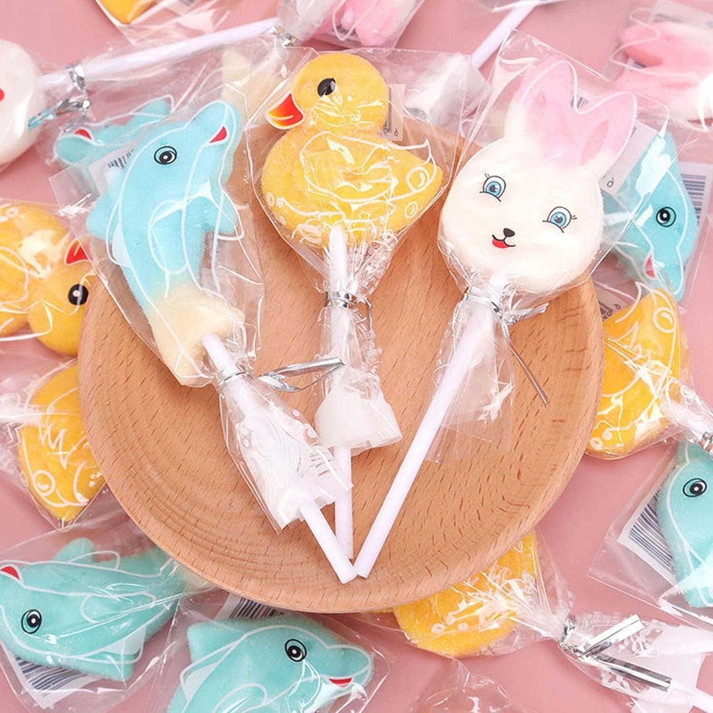 300PCS Lollipop Cake Pop Treat Bag Set Including 100pcs Parcel Bags, Papery Treat Sticks, Gold Metallic Twist Ties for Making Candies, Chocolates and Cookies