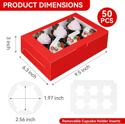 30-Set Cupcake Boxes Bulk with Clear Display Window Hold 6 Standard Cupcakes, Disposable Food Grade White Cupcake Carrier Cupcake Container, Perfect for Cupcakes Muffins Cookies Pastries