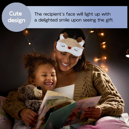 Christmas Reindeer Sleep Mask Cute Antler Eye Masks Sleeping Soft Plush Cartoon Blindfold Funny Animal Eye Cover Xmas Presents for Women Men (Xmas Reindeer,Brown)