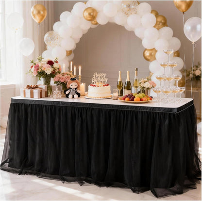 THARAHT Tulle Table Skirt 6FT 180CM Long for Rectangle Tables Round Tables Ruffle Desk Skirt for Princess Girls Birthday Party Cake Dessert Decorations Table Skirt