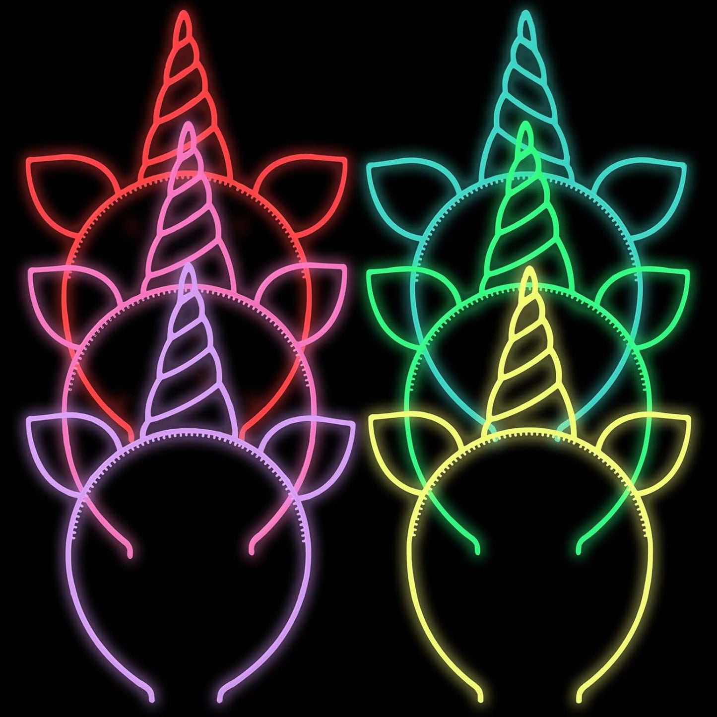 ZIRICHER 6 Colors Glow in the Dark Headbands, Plastic Light Up Hair Band Crowns Luminous Headband For Girls Party Headbands