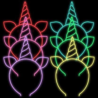 ZIRICHER 6 Colors Glow in the Dark Headbands, Plastic Light Up Hair Band Crowns Luminous Headband For Girls Party Headbands