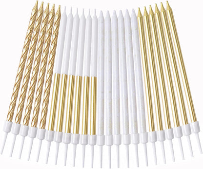 PHD CAKE Champagne Gold Long Thin Metallic Birthday Candles, Cake Candles, Birthday Parties, Wedding Decorations, Party Candles