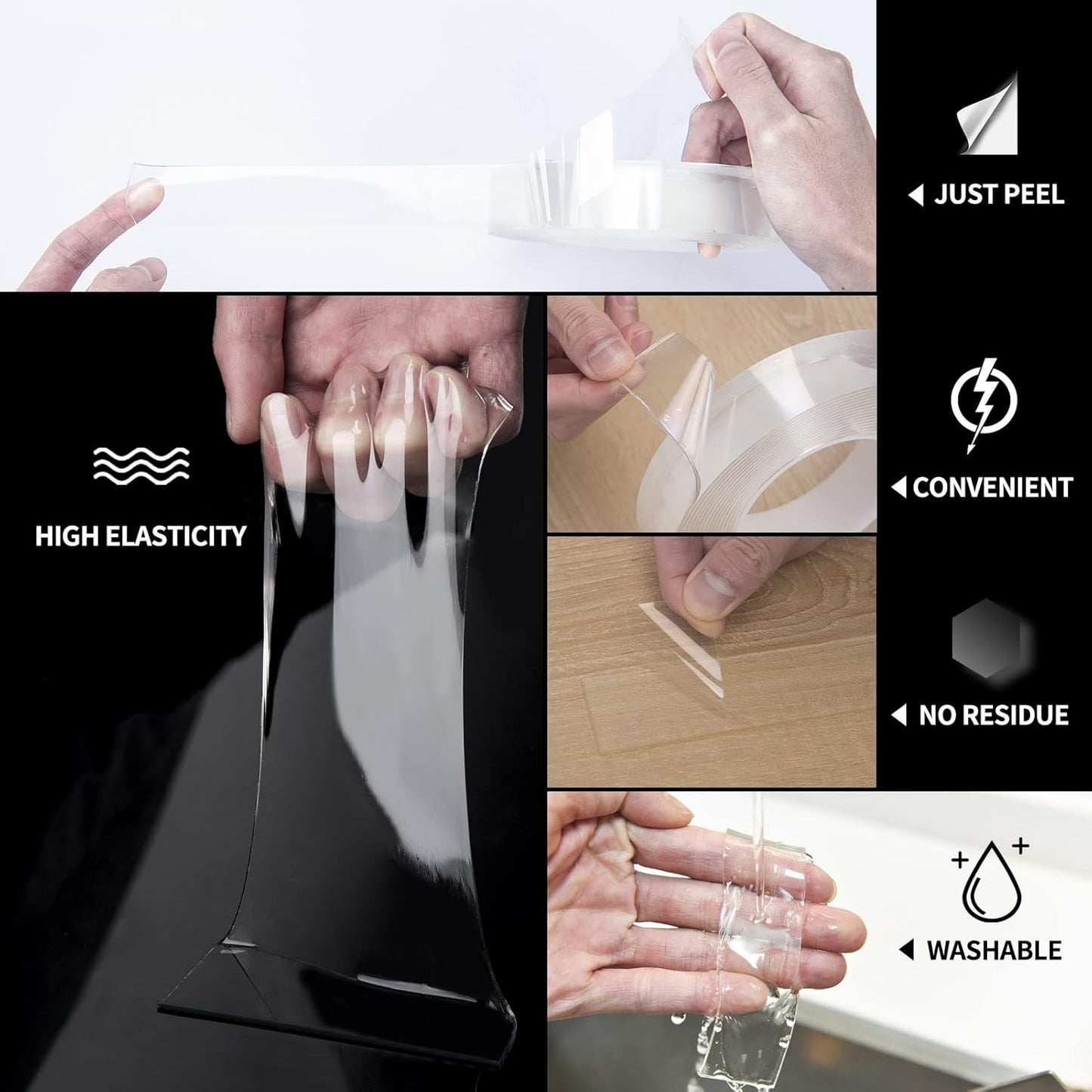 Art3d Double-Sided Mounting Tape (10FT), Multipurpose Removable Adhesive Foam Tape, Transparent, Household