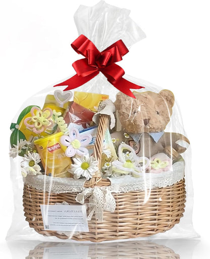 WIKDAY Cellophane Bags 100 PCS 6x10 Inches Clear Gift Gags with Ties Plastic Treat Party Favor Candy Bags for Gift Giving, Packaging Snack, Products