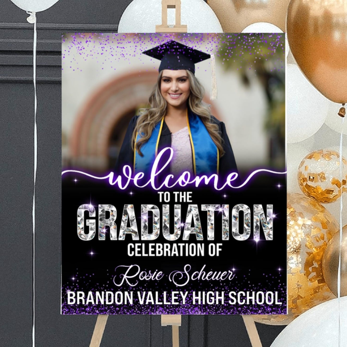Graduation Party Welcome Sign, Photo Graduation Poster, Graduation Decorations, Grad Party Sign, Grad Welcome Sign, Graduation gift for best friend, Graduation gift for daughter, sister, brother - 1