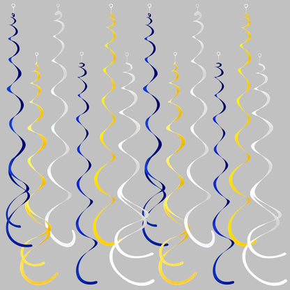 36 Pcs Blue Hanging Swirl Decorations Ombre Royal Blue White Felt Swirl Streamer Spiral Ceiling Garland for Birthday Wedding Baby Shower Graduation Under The Sea Nautical Ahoy Achor Party Supplies