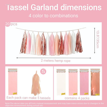 Tassel Garland Tissue Paper Tassel Banner,Tassels Party Decorations for Wedding,Birthday,Bridal/Baby Shower,Pack of 15 (Burgundy/Black/Silver)