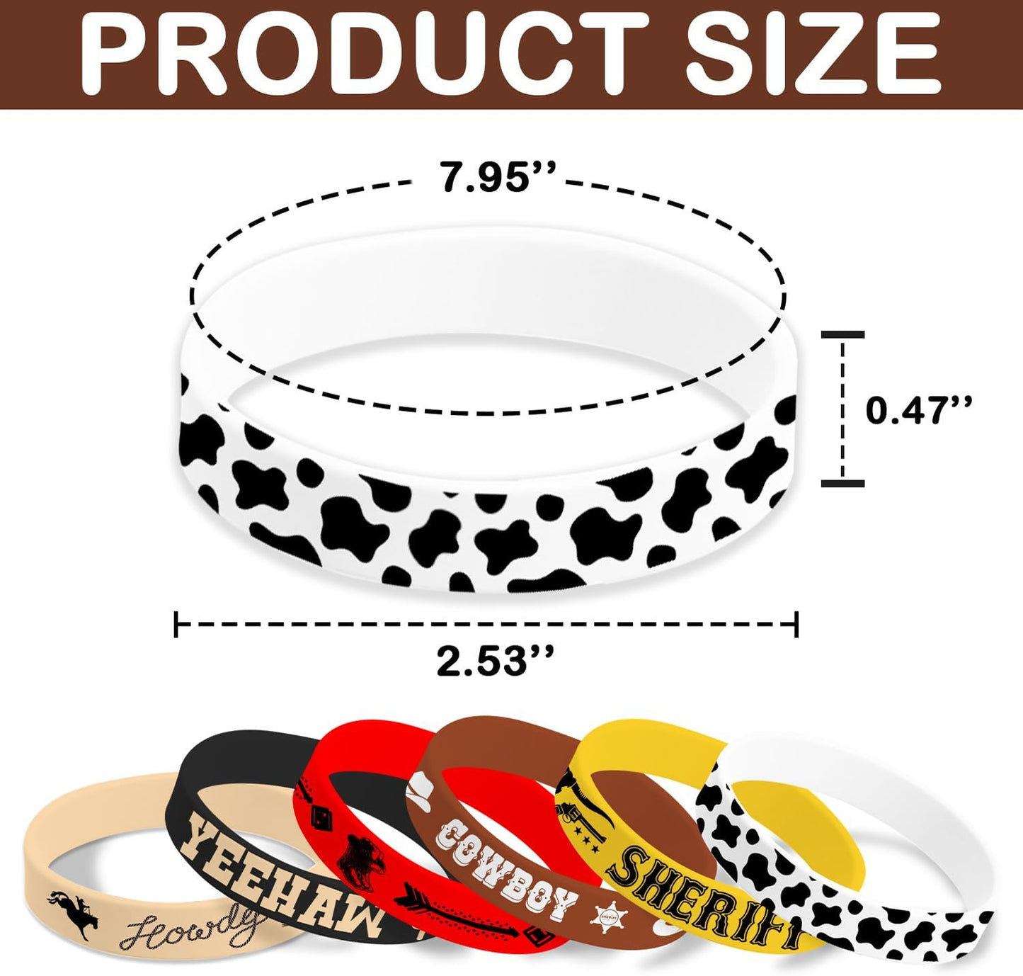 48PCS Cowboy Themed Party Set | 24PCS Slap Bracelets & 24PCS Rubber Bracelets Western Saloon Silicone Wristbands Birthday Party Supplies Decorations Gifts Carnival Prizes