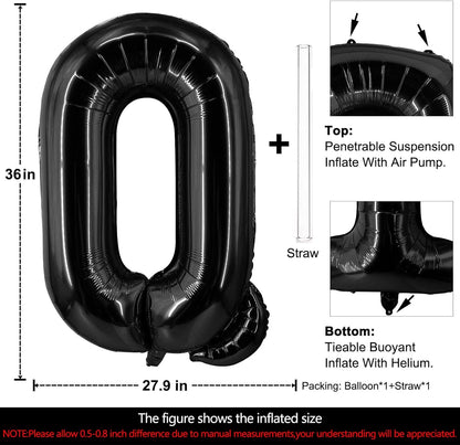 Lovoir 40 Inch Large Black Letter A Balloons Big Size Jumbo Mylar Foil Helium Balloon for Birthday Party Celebration Decorations Alphabet Black A