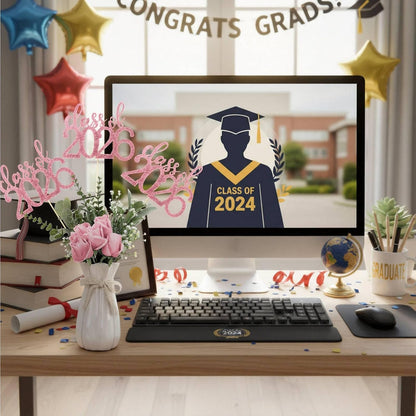 Amyhill 24 Pcs 2026 Graduation Decorations Class of 2026 Graduation Centerpiece Sticks Glitter Double Sided for Table Grad Party Decorations for Vase Table Toppers Supplies(Black)