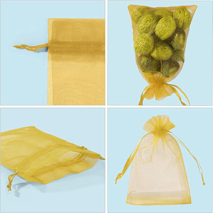 ANZNKU 50 Pack Organza Bags 5 x 7 in White Small Mesh Gift Bags Bulk Drawstring for Wedding Party Favors, Little Goodie Bag for Candy Jewelry Soap Makeup, Treat Sachet Pouch for Mothers Gifts Wrap
