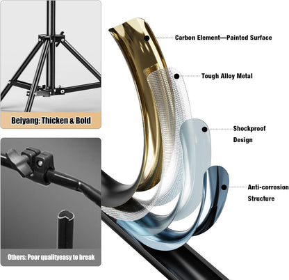 BEIYANG 6.5x6.5 FT Backdrop Stand, Adjustable Photo Background Stand Support kit with Carry Bag for Parties, Decoration, Wedding, Photo Video Studio Shooting