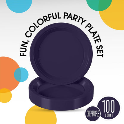 Party Solids Black Plastic Plates For Party 10" Black Disposable Plates For Party Supplies 100 Pcs Plastic Dinnerware Sets Heavy Duty 350 GSM Disposable Dinnerware Set