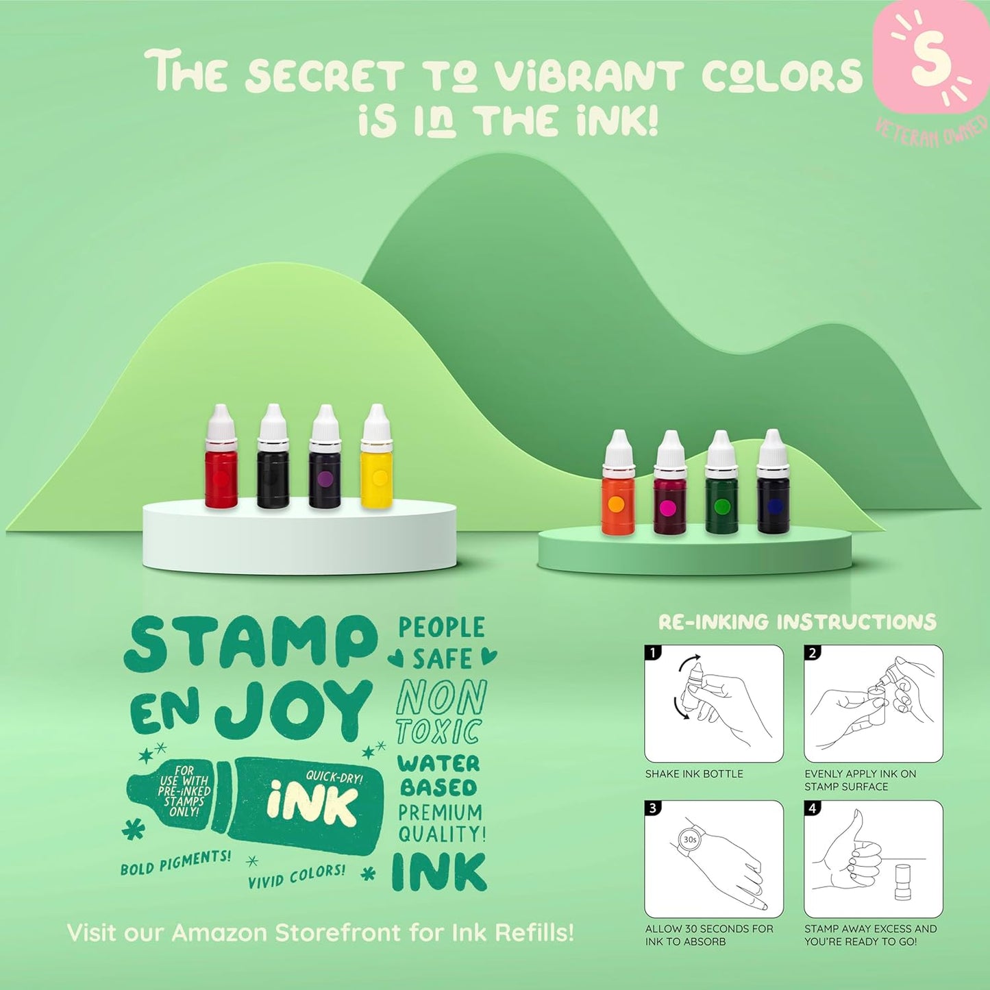 6 Self-Ink Flash Stamp Set, Multicolor Teacher Stamps for Classroom, Stamps for Teachers, Pre-Inked, Refillable Stamps (Celebration Set)