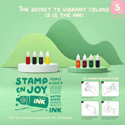 6 Self-Ink Flash Stamp Set, Multicolor Teacher Stamps for Classroom, Stamps for Teachers, Pre-Inked, Refillable Stamps (Celebration Set)