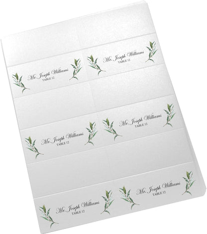 Laurel Wreath and Greenery Corner Printable Place Cards, Set of 60 (10 Sheets), Laser & Inkjet Printers - Wedding, Party, Dinner, and Special Events - Made in the USA