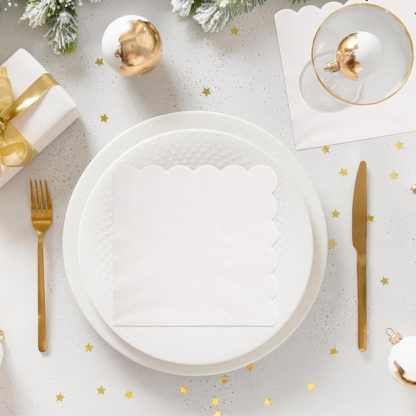 100 Pcs Cocktail Napkins, 2-Ply 5 x 5 Inches Disposable Scalloped Napkins, Thick Premium Dessert Napkins for Party, Wedding, Dinner, Birthday, Anniversary, Festival (Sage Green)