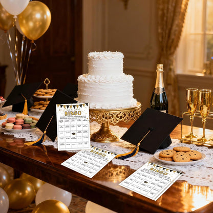 Graduation Party Games, 25 Graduations Bingo Cards, Find The Guest Bingo Game Cards, Grad Celebration Party Supplies - A01