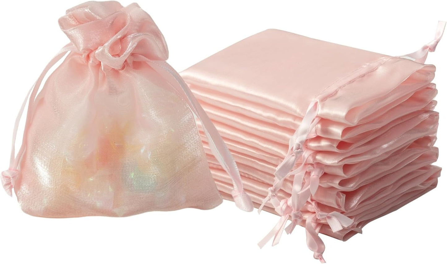 QIANF 20 Pcs Peacock Blue Small Organza Bags 3X4 inch for Wedding Favors with Drawstring, Mini Mesh Gift Bags Jewelry Pouch for Candy Bridal Shower Party Favor Baby Shower Christmas
