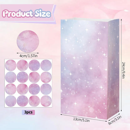 woric 36PCS Party Favor Bags with Stickers, Pink and Purple Goodie Bags for Girls Birthday Mother's Day Small Gift Bag for Kids, Baby Shower, Wedding, Mermaid Party Favor Supplies
