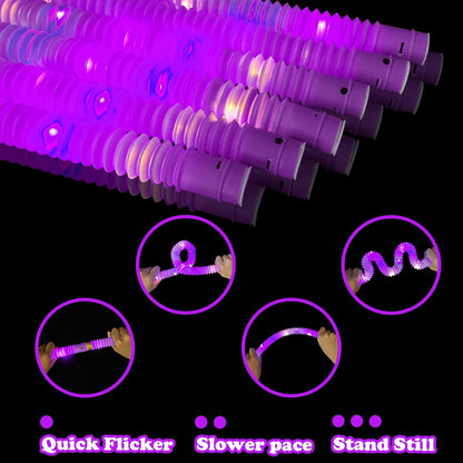 Orange Glow Sticks Party Favors Supplies for Kids 24 PCS,4th of July LED Light up Pop Tubes for Toddlers,Neon Necklaces Bracelets Accessories,Birthday Dance Party 250th Anniversary Camping Toys Gifts