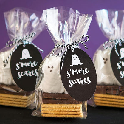 Gusseted Flat Bottom Cellophane Bags with Paper Insert 50Pcs 4x2x8 Inches Smore Bags