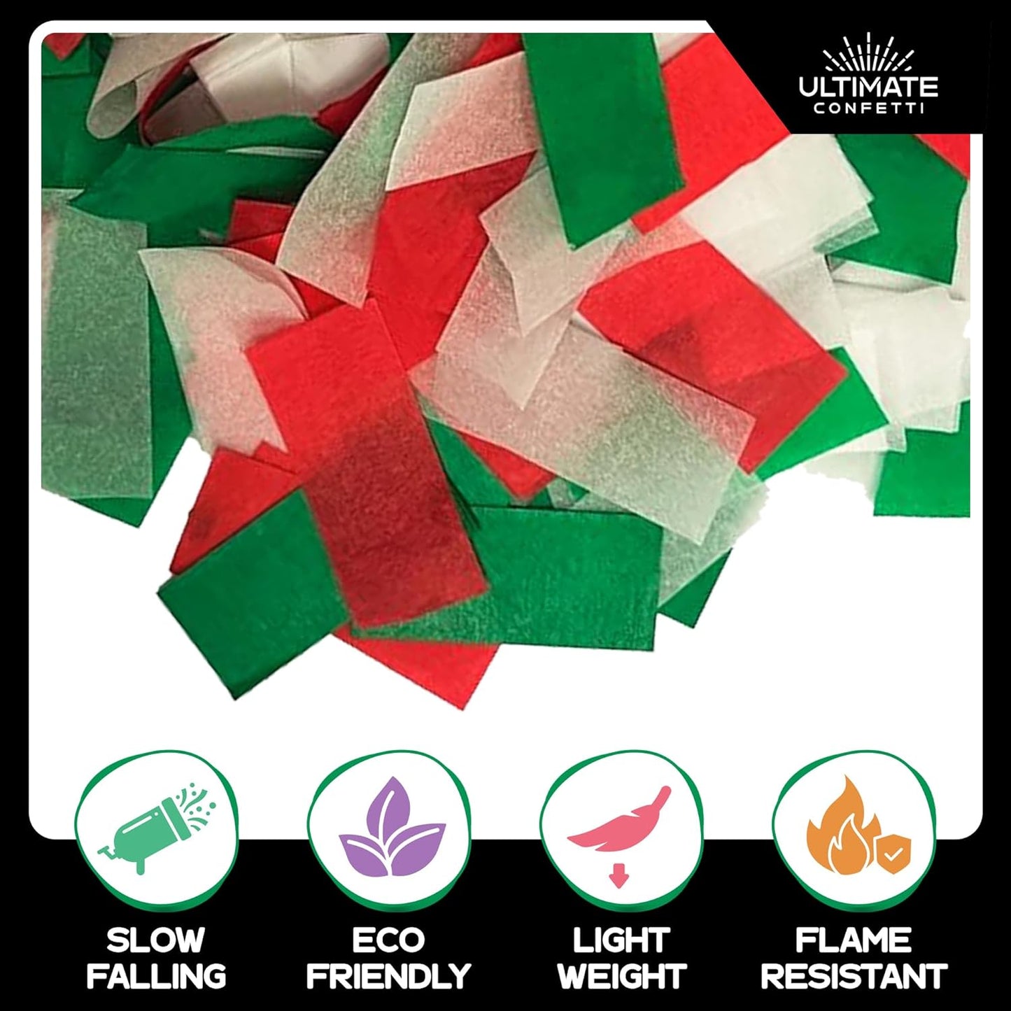 Ultimate Confetti, Multicolor Biodegradable Confetti - Rectangular Fluttering Tissue Paper Confetti for Cannon and Launcher use - Best for Holidays, Birthday, Wedding, and Parties - 1 lb, 16 oz