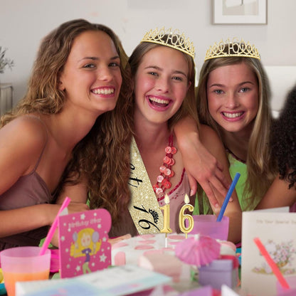 21st Birthday Decorations for Her with 21st Birthday Sash and Crown, Candles Gold, Gifts for 21 Year Old Girls