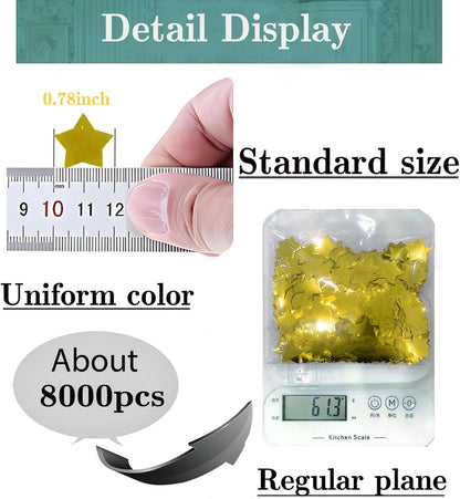 Rainbow Star Metallic Foil Confetti 8000 Pcs Shiny Star Table Confetti for Fill Balloon Wedding Graduation Party Decorations,60g of pack