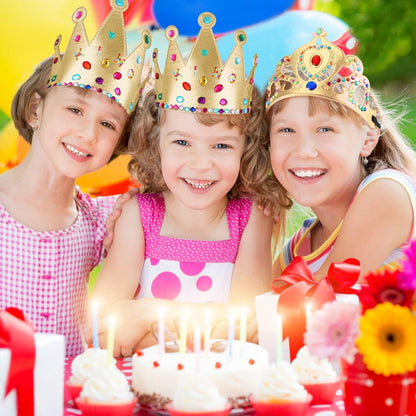 Civaner 17 Pcs Princess Party Crowns Set DIY Tiaras Making Kit for Kids with Diamond Stickers, Party Favors and Supplies