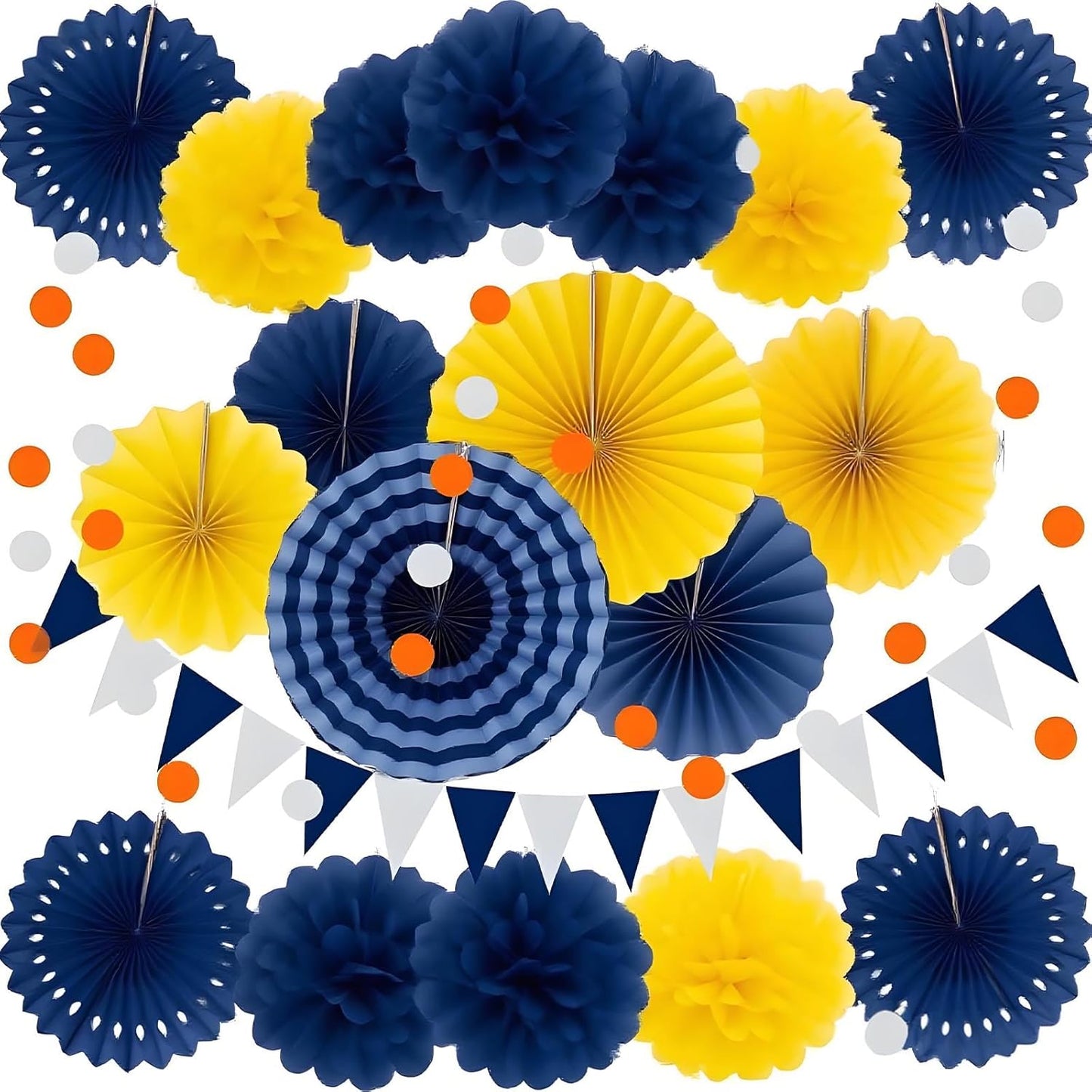 XIKSXITN 12 pc Rose Gold Gradient Tissue Paper Pom poms-Hanging Gold Dot White Paper Pom Poms Paper Flowers Ball for Party Decorative(8&10&12 inch)