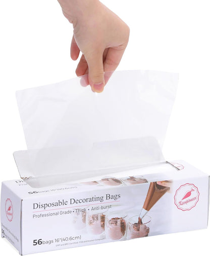 Keenpioneer Piping Bag - Disposable Cake Decorating Bag 100 Count, 12 inch, Clear