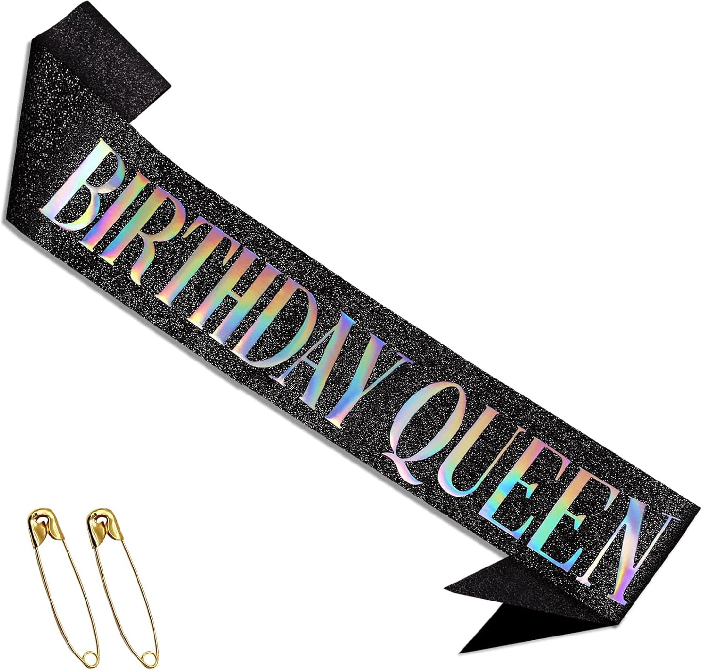 RUDONG M Birthday Queen Sash Glitter - Gold Birthday Sash for Women & Girls | Sweet 16/18th/21st/30th/40th/50th/60th/70th, All-Age Celebration Party Decor