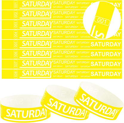 Henoyso 600 Pcs Saturday Paper Wristbands Event Admission Paper Bracelets Numbered Waterproof Party Armbands for Events Day of the Week(Red)