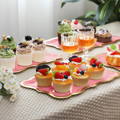 Havawish 24 Pcs 9" x 13" Pink Disposable Paper Serving Trays and Platters Food Platters for Parties White Trays Cupcake Platter Bandejas Decorativas para Fiestas for Birthday Party Weddings