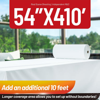 Plastic Table Cloth, 310 Ft X 54 in Disposable Tablecloth White Plastic Tablecloth with Any Cut Sliding Cutters Premium Table Cover Roll for Picnics, Parties, Birthdays, Weddings