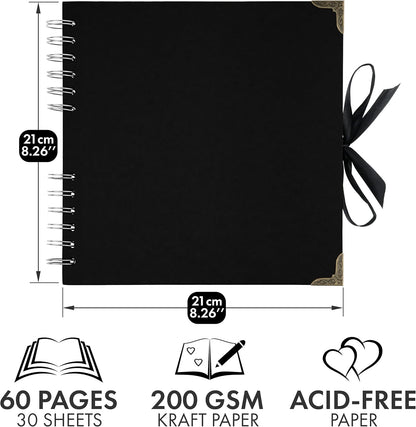 Bstorify Scrapbook Album 60 Pages (8 x 8 Inch) Brown Thick 200gsm Kraft Paper, Photo Album Scrapbook, Memory Book - Ideal for Your Scrapbooking Albums Art & Craft Projects