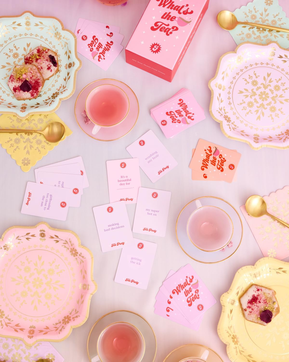 xo, Fetti What's The Tea? Playing Card Game | Bachelorette Party Activity, Cute Birthday Event, Adult Girl's Night Spill The Tea Fun, Group Bach Decor, Funny Party Supplies