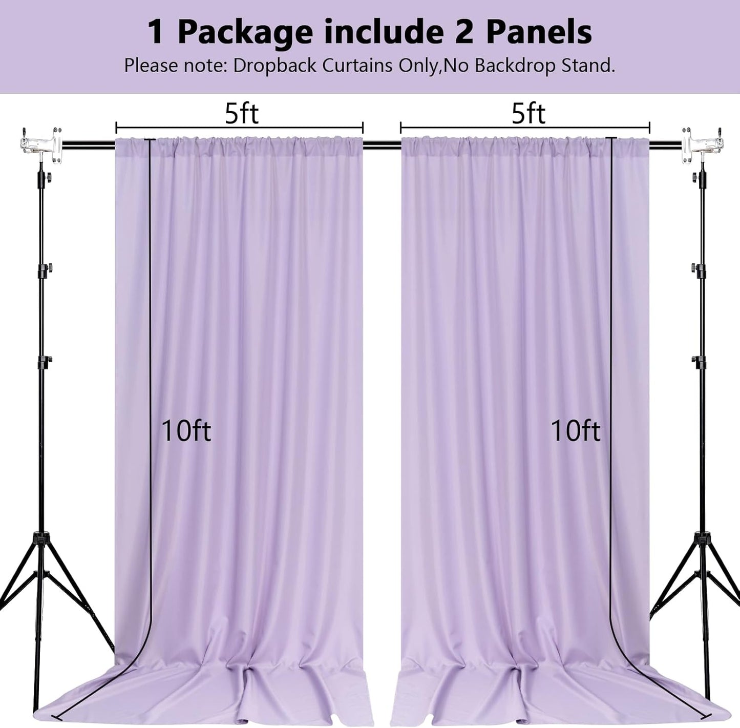 MEETSKY Black Backdrop Curtains for Parties - 10ft x 8ft Party Photo Background Curtain Rod Pocket Fabric Drapes Panels for Boys Birthday Holiday Home Halloween Decoration, 5ft x 8ft, 2 Panels